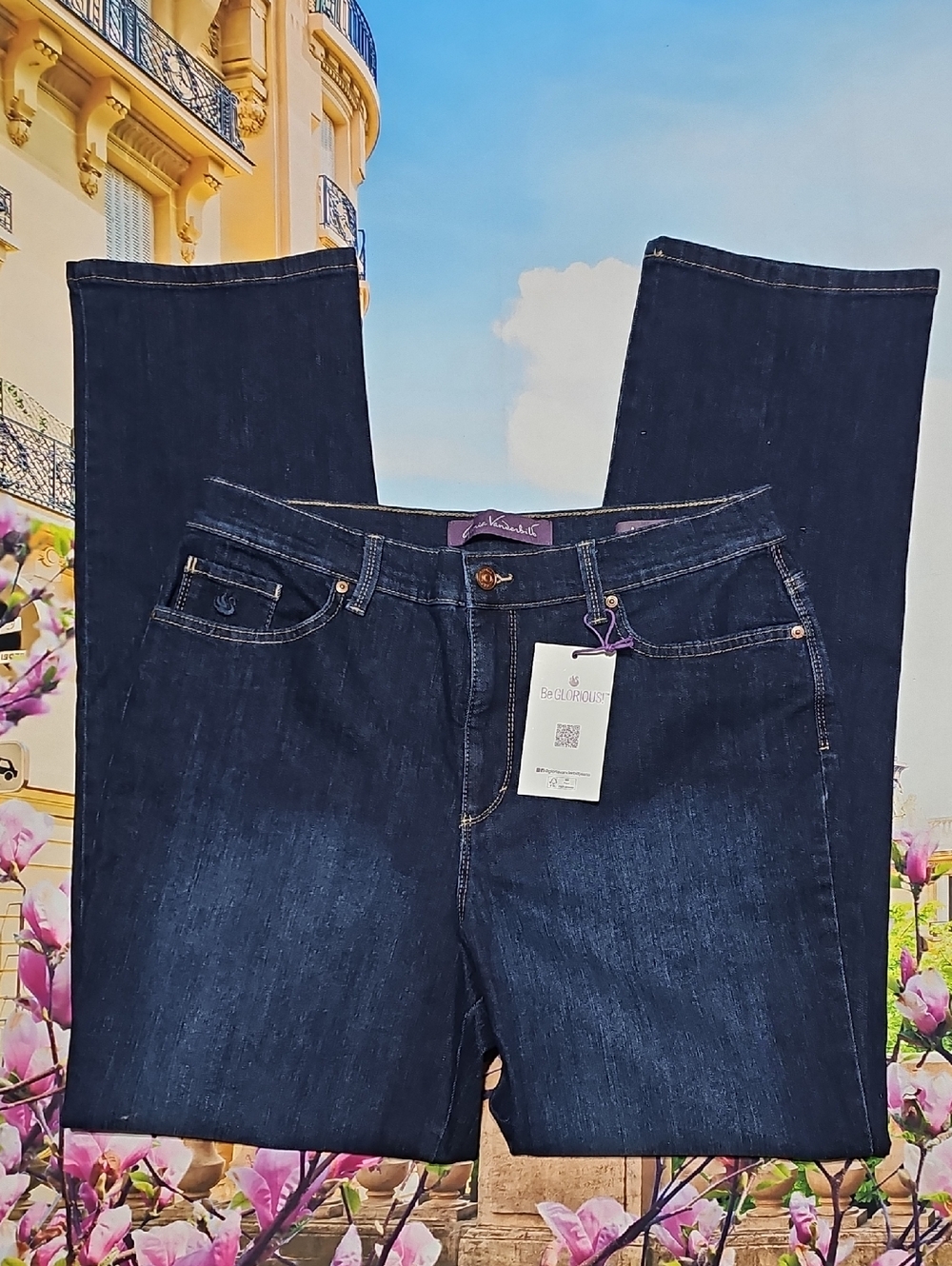 Gloria Vanderbilt High Waist Dark Blue Jeans Size 14 New